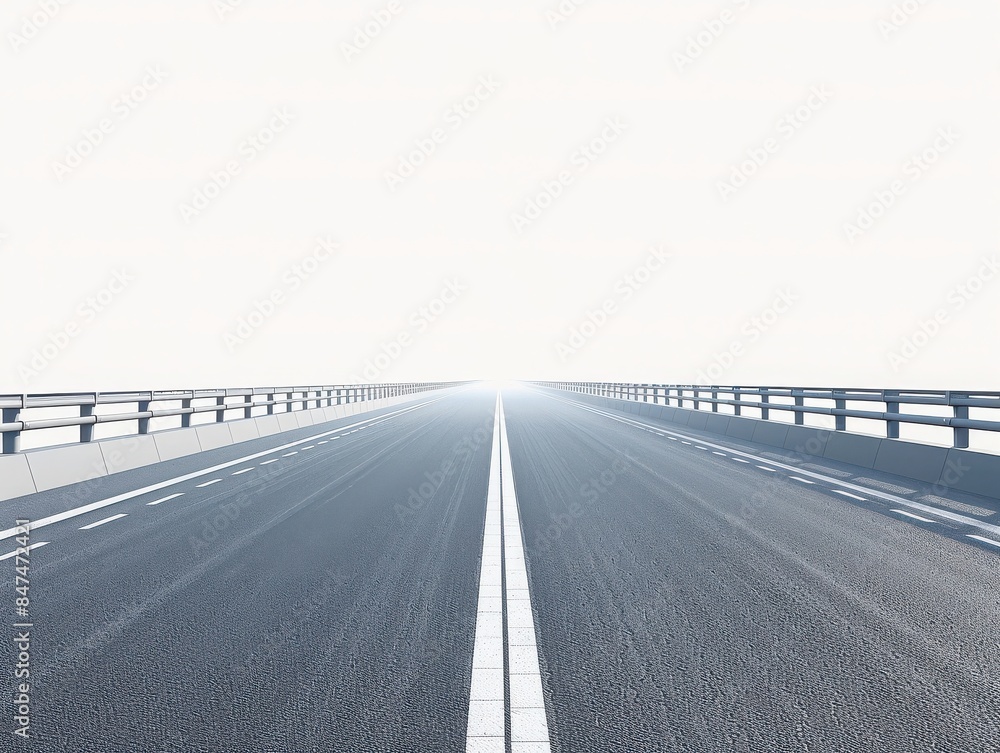 Fototapeta premium Open road stretching into the horizon under a bright sky, perfect for illustrating concepts of travel, journey, and adventure.