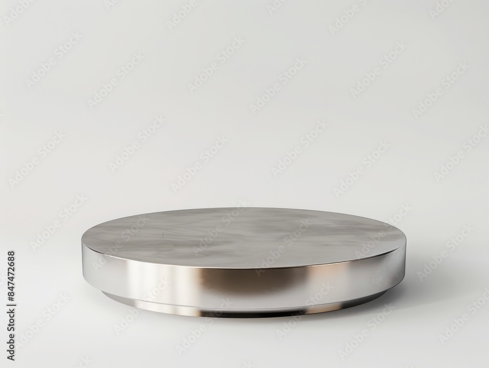 Sleek, round metal platform with a minimalist design against a light background, perfect for product display or industrial-themed projects. Sleek, round metal platform with a minimalist design against a light background, perfect for product display or industrial-themed projects.