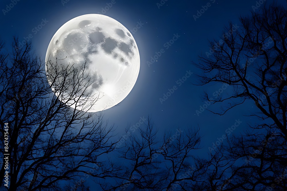 Moon Shining Through Tree Branches Moon Shining Through Tree Branches