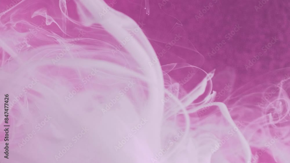 Magic vapor. Paint water swirl. Ink cloud. White silk acrylic liquid flow texture haze motion on defocused pink color grain abstract background. Magic vapor. Paint water swirl. Ink cloud. White silk acrylic liquid flow texture haze motion on defocused pink color grain abstract background.