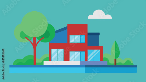 Charming lakeside cottage with a beautiful view of the water and surrounding landscape. Tranquil lakefront home with lush greenery and a peaceful atmosphere.
