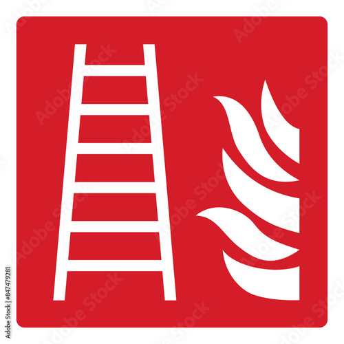 ISO fire prevention safety sign fire ladder symbol and pictogram only size 1 x 1 square shape