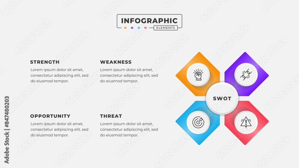 Swot analysis infographic template with icons Swot analysis infographic template with icons