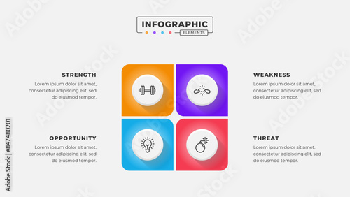 Swot analysis infographic template with icons