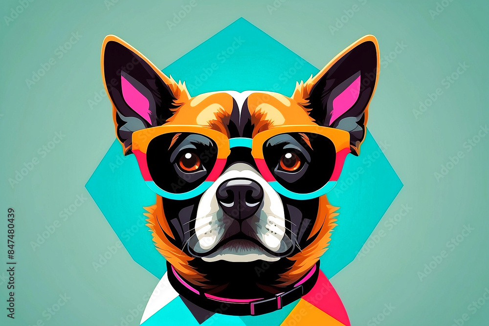 A cute dog with sun-glass A cute dog with sun-glass