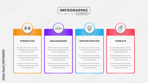 Swot analysis infographic template with icons