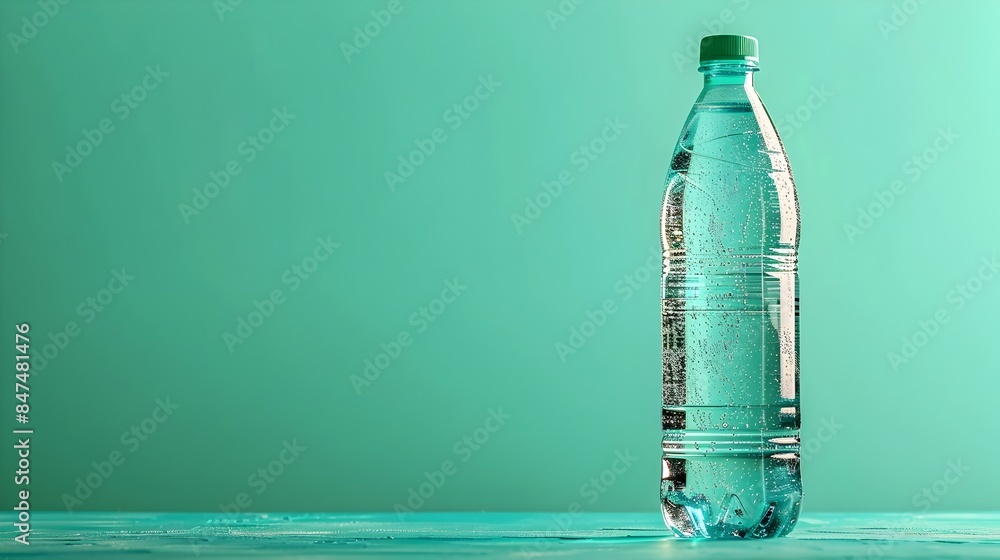 Minimalist Recycled Water Bottle on Clean Green Background for Eco Friendly Branding and Packaging Minimalist Recycled Water Bottle on Clean Green Background for Eco Friendly Branding and Packaging