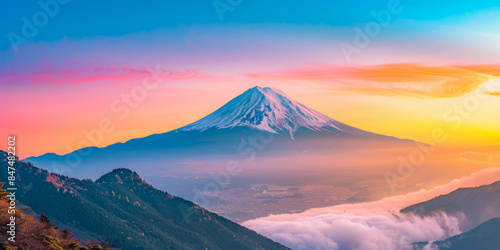 Great Mount Fuji With Sky Background For Wallpaper Created Using Artificial Intelligence © Damianius