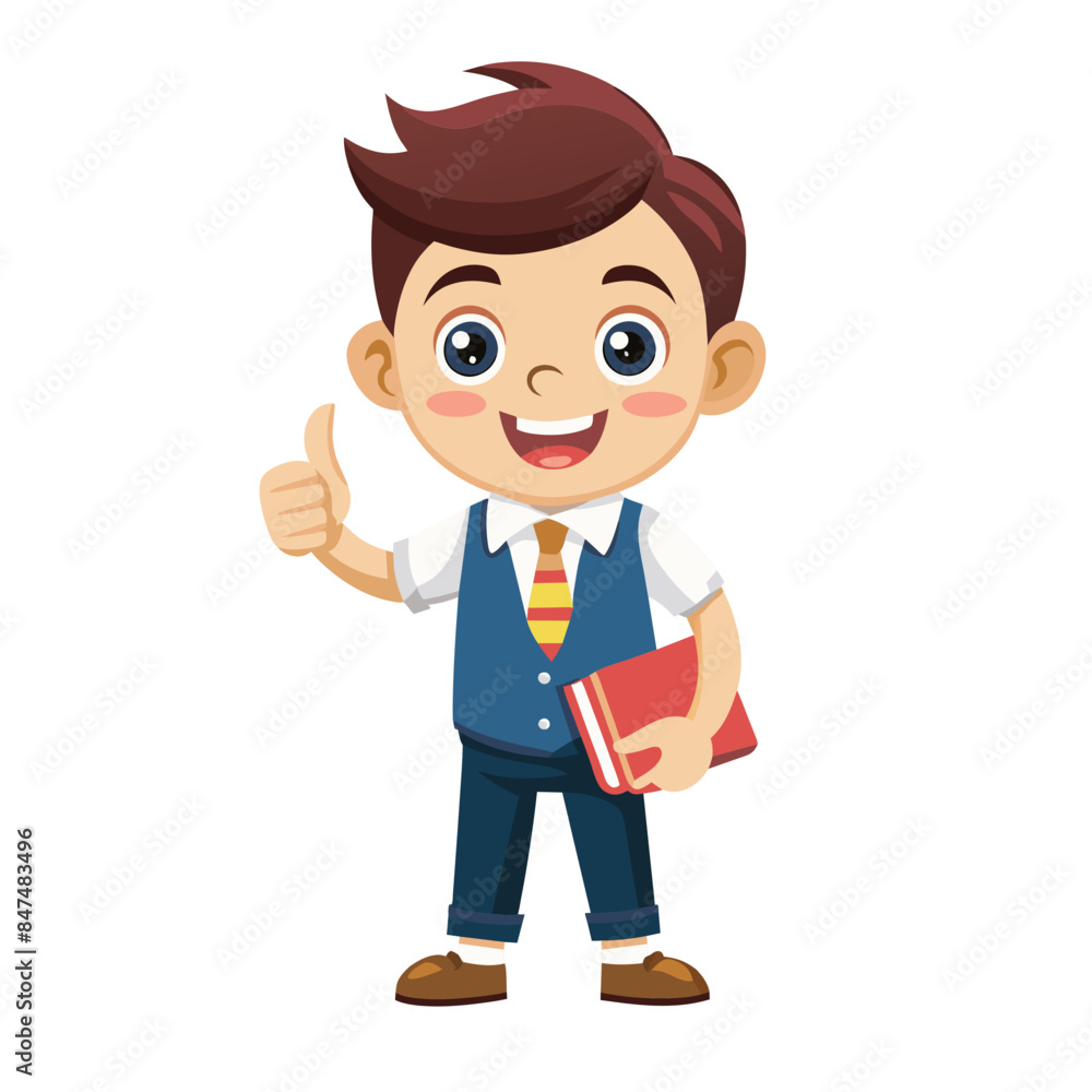 Smart And Brilliant Junior School Student Posing Thumb Up Smart And Brilliant Junior School Student Posing Thumb Up