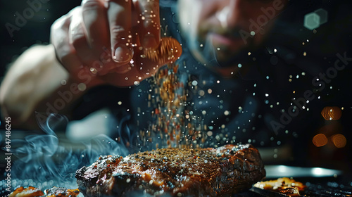 Taste Sensation, Master Chef's Hand Adds Flavour to Steak