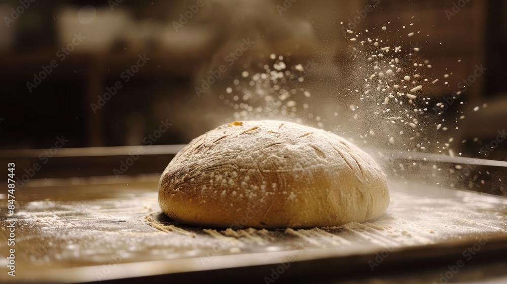 Cake dough made from flour is prepared on the kitchen table. Cake dough made from flour is prepared on the kitchen table.
