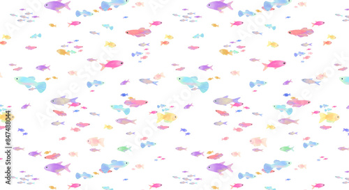colorful swimming fish background pattern, Summer fish under the sea.