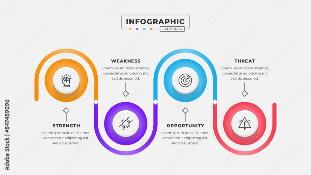 Swot analysis infographic template with icons Swot analysis infographic template with icons