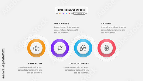 Swot analysis infographic template with icons