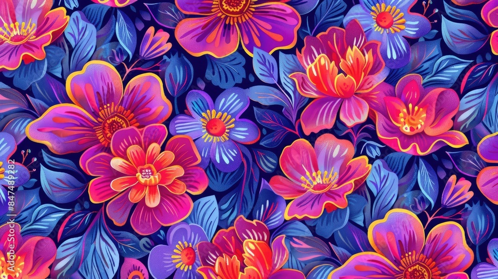 Vivid Flower Pattern Without Seams Vivid Flower Pattern Without Seams