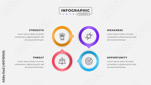 Swot analysis infographic template with icons