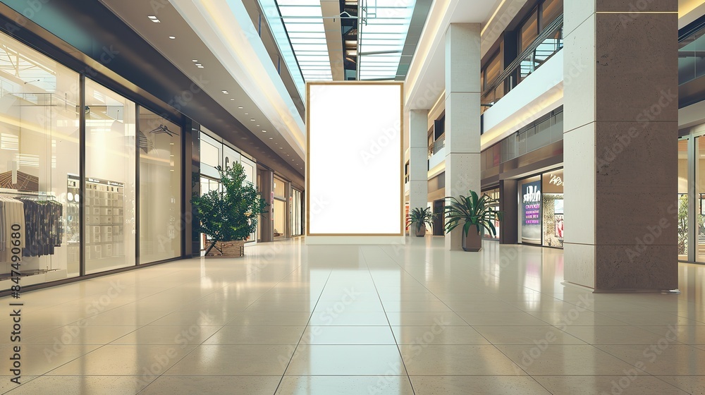 A Blank Advertising Mockup for Showcasing Your Message in a Shopping Mall Environment A Blank Advertising Mockup for Showcasing Your Message in a Shopping Mall Environment