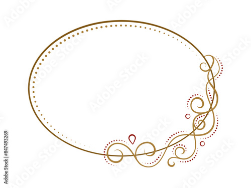 Wallpaper Mural Elegant decorative horizontal oval frame with intricate gold and red swirls, ideal for invitations, announcements, or festive designs. Torontodigital.ca