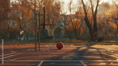 A basket on a sportsfield in the city photo