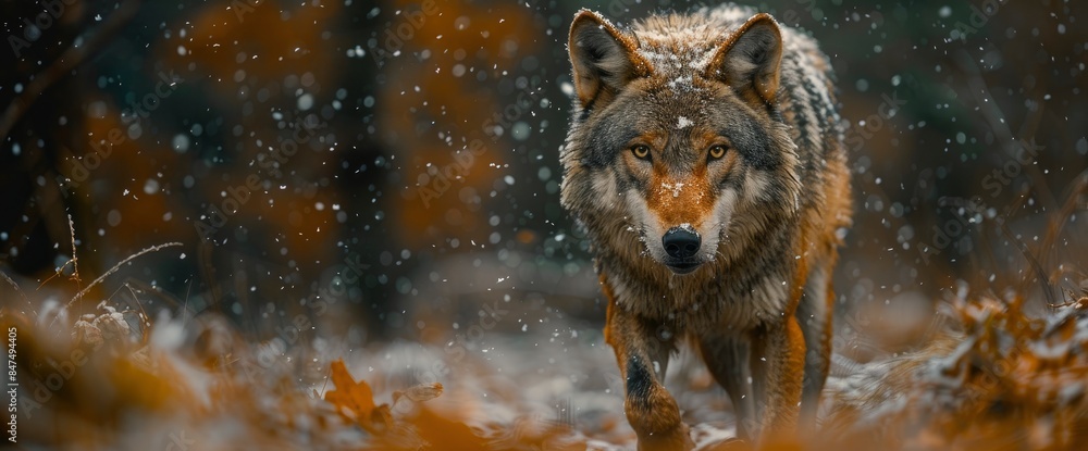 A Wolf Walking Through A Snowy Forest In Winter, A Scene Of Wild Beauty, HD A Wolf Walking Through A Snowy Forest In Winter, A Scene Of Wild Beauty, HD