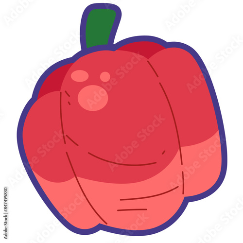 Red paprika vegetable cartoon icon vector illustration, sweet red bell peppers, sayuran paprika merah, healthy vegetables photo