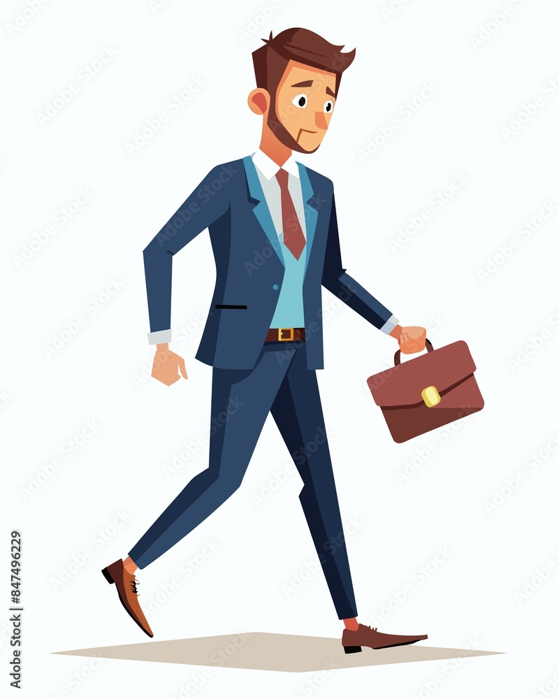 Obraz premium a modern business man walking with a briefcase