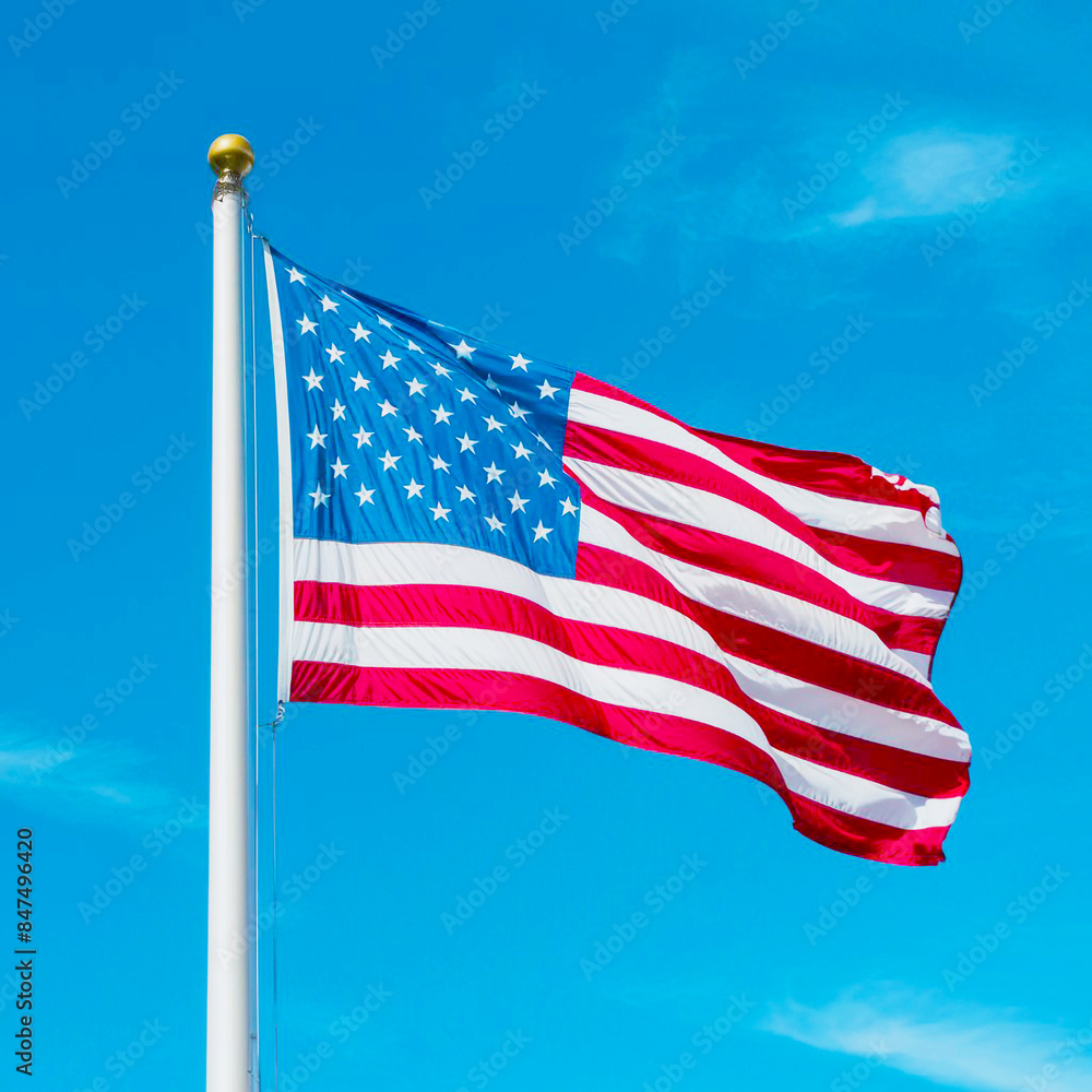 Obraz premium american flag on sky