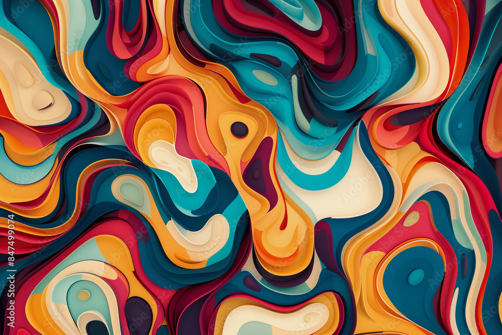 A colorful painting with a purple and blue swirl. The painting is abstract and has a lot of different colors A colorful painting with a purple and blue swirl. The painting is abstract and has a lot of different colors