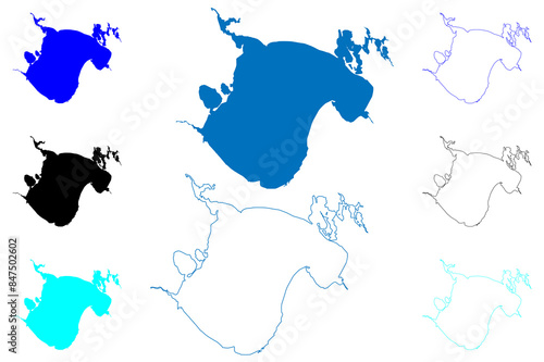 Lake Winnibigoshish Reservoir (United States of America, North America, us, usa, Minnesota) map vector illustration, scribble sketch Winnibigoshish Dam map photo