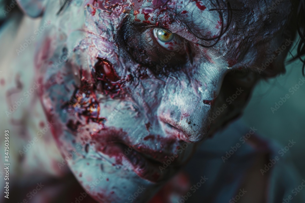 Obraz premium Close-up of a person with zombie makeup