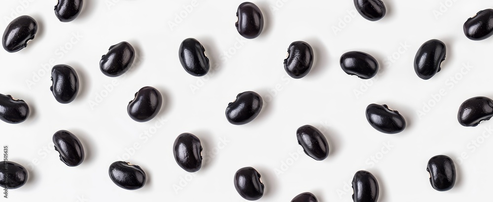 Pattern of Black Beans on a White Background Pattern of Black Beans on a White Background