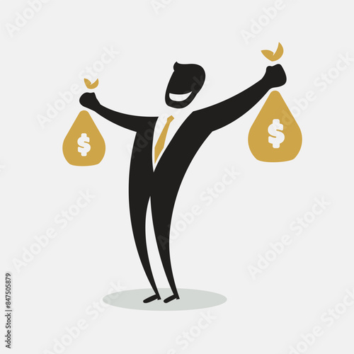 businessman happy to hold a lot of money