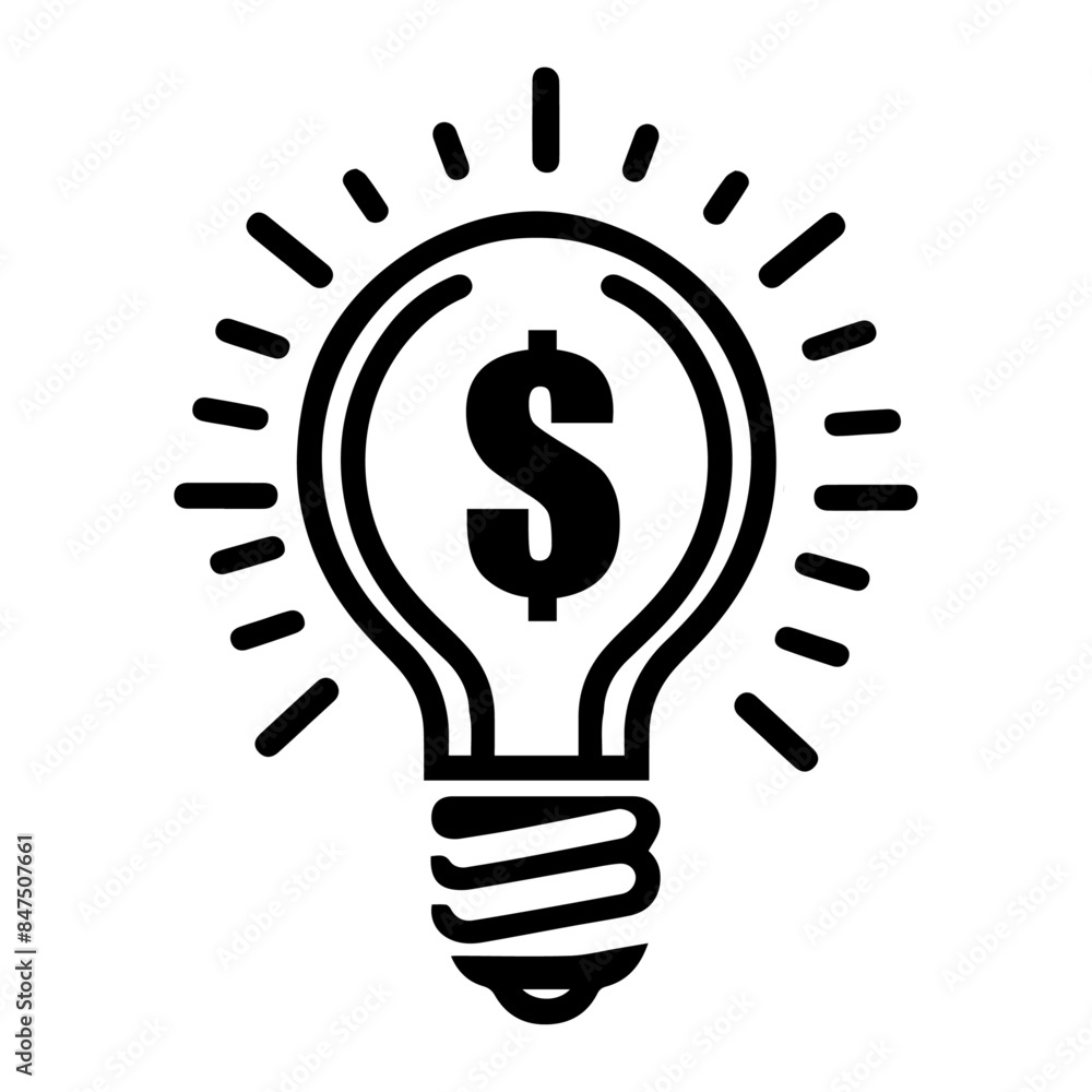 US Dollar Sign in Black and White Inside Light Bulb Vector Illustration. Business idea
US Dollar Sign in Black and White Inside Light Bulb Vector Illustration. Business idea