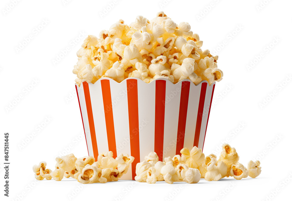 Popcorn in bucket. Cut out on transparent Popcorn in bucket. Cut out on transparent