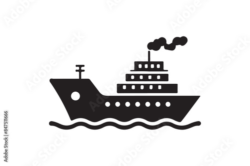 Ship icon silhouette vector art illustration.