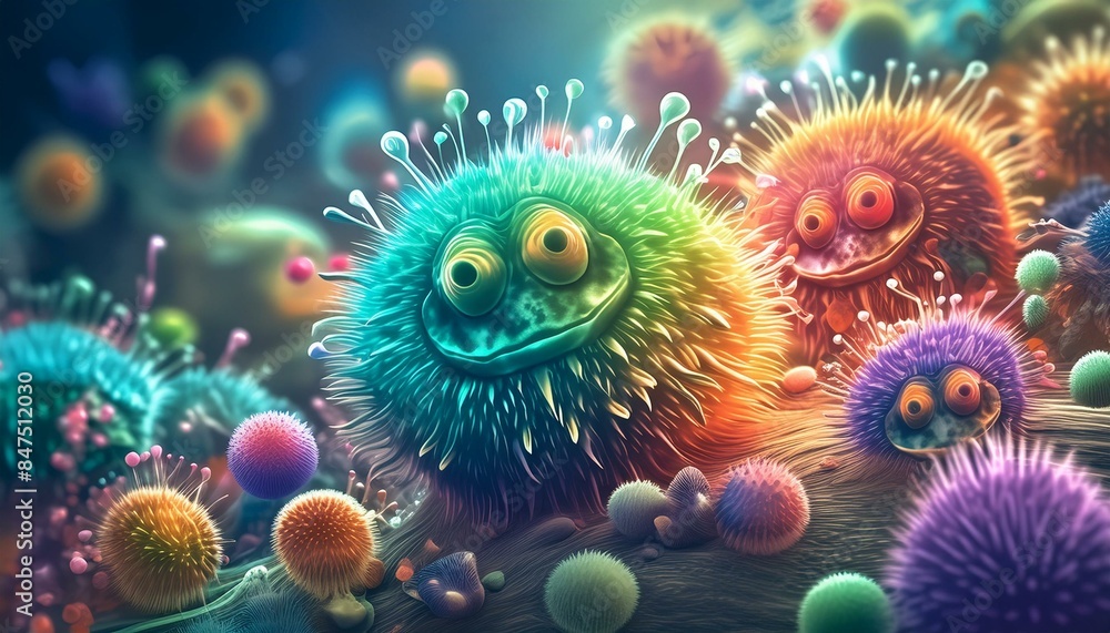 The careful attention to detail in the depiction of the germs ensures that this illustration is both scientifically accurate and artistically impressive. The careful attention to detail in the depiction of the germs ensures that this illustration is both scientifically accurate and artistically impressive.