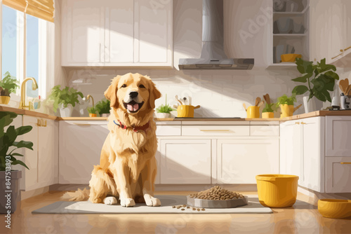 dog illustration golden retriever sitting