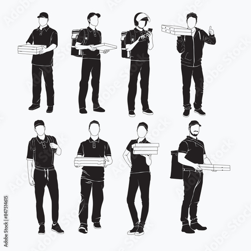 pizza delivery man quickly delivers orders