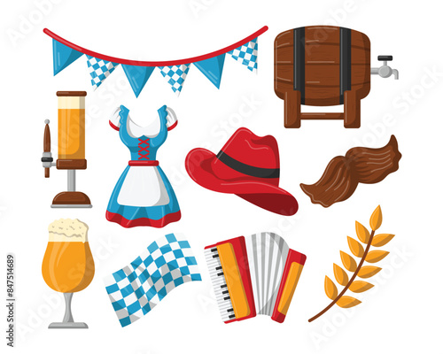 Octoberfest Beer Day Clipart Elements 2D Icon Set