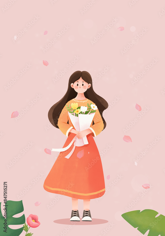 child with a bouquet child with a bouquet