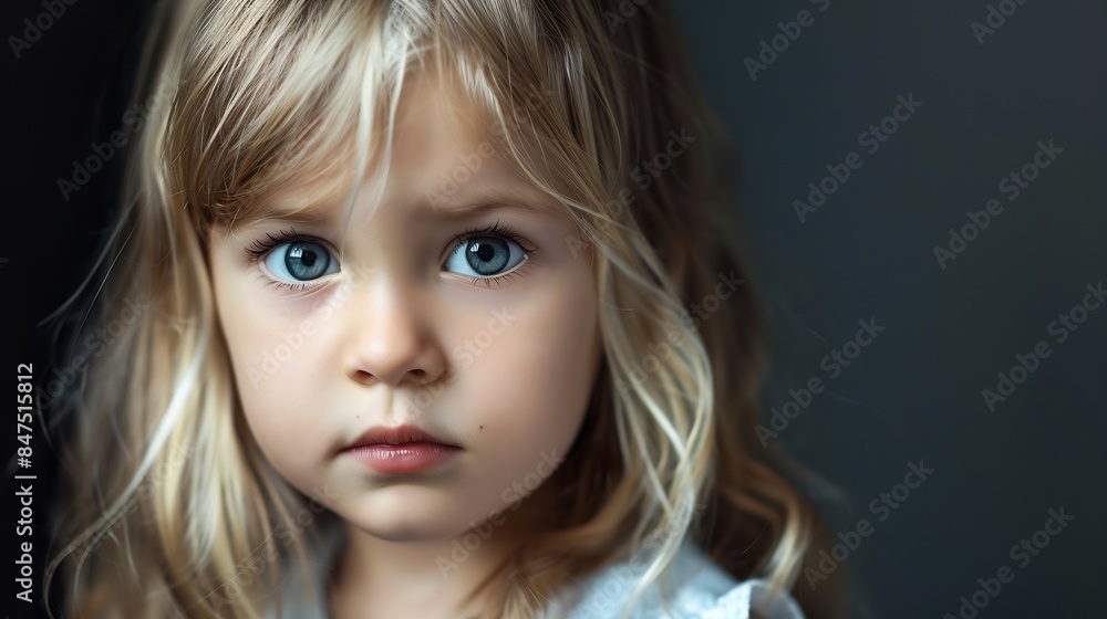 closeup portrait of a little girl with blond hair horizontal : Generative AI closeup portrait of a little girl with blond hair horizontal : Generative AI