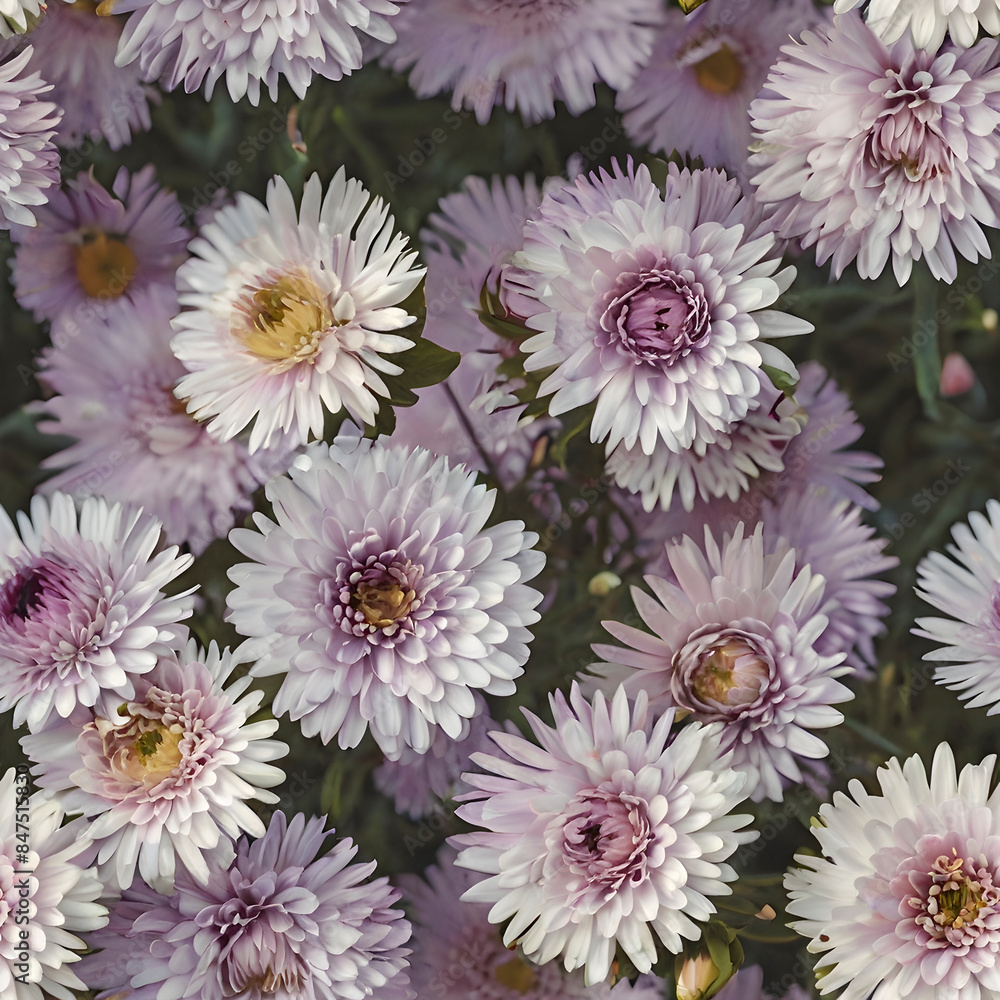 Aster’s pastel pattern radiates warmth. Seamless pattern. Aster’s pastel pattern radiates warmth. Seamless pattern.