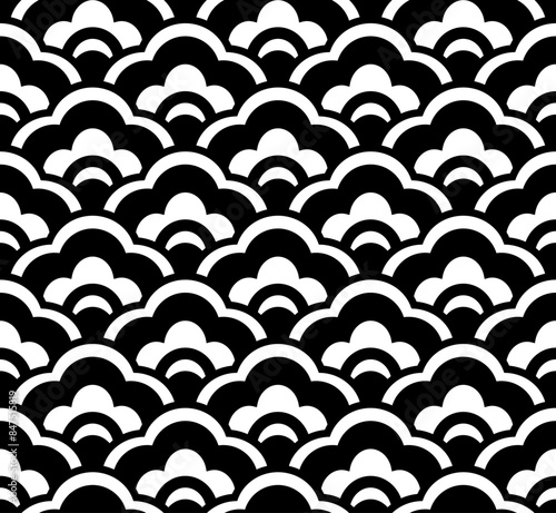 asian chinese vector pattern in black and white background