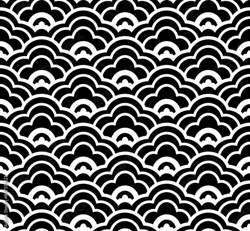 asian chinese vector pattern in black and white background