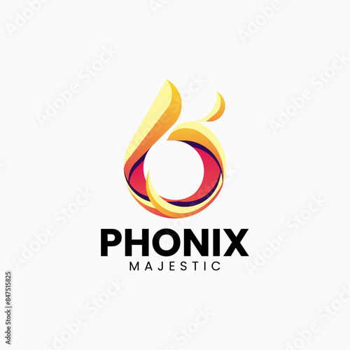 Vector Logo Illustration Phoenix Gradient Colorful Style