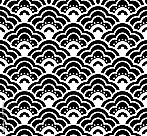 asian chinese vector pattern in black and white background
