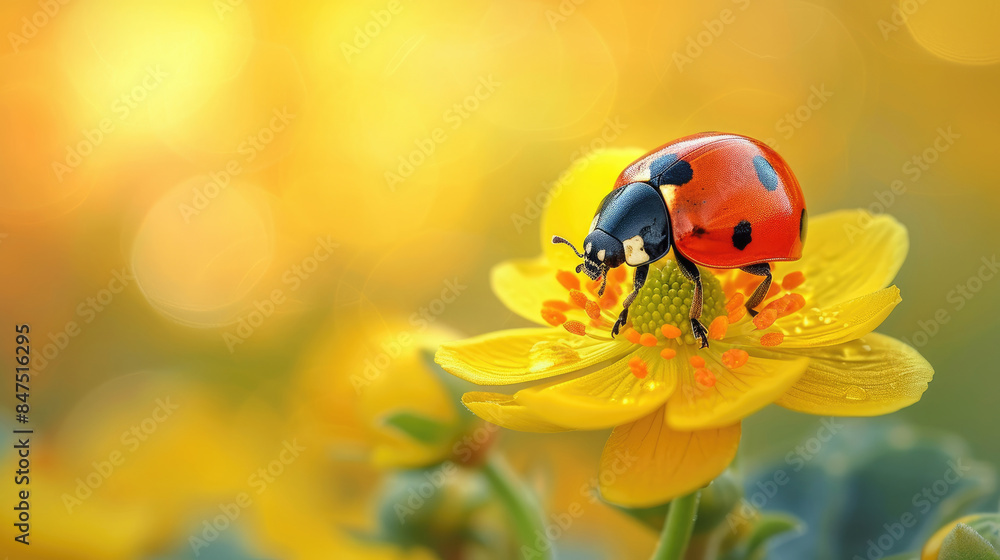 Vibrant ladybug on a red flower petal, a burst of nature's lively harmony, Ai Generated. Vibrant ladybug on a red flower petal, a burst of nature's lively harmony, Ai Generated.