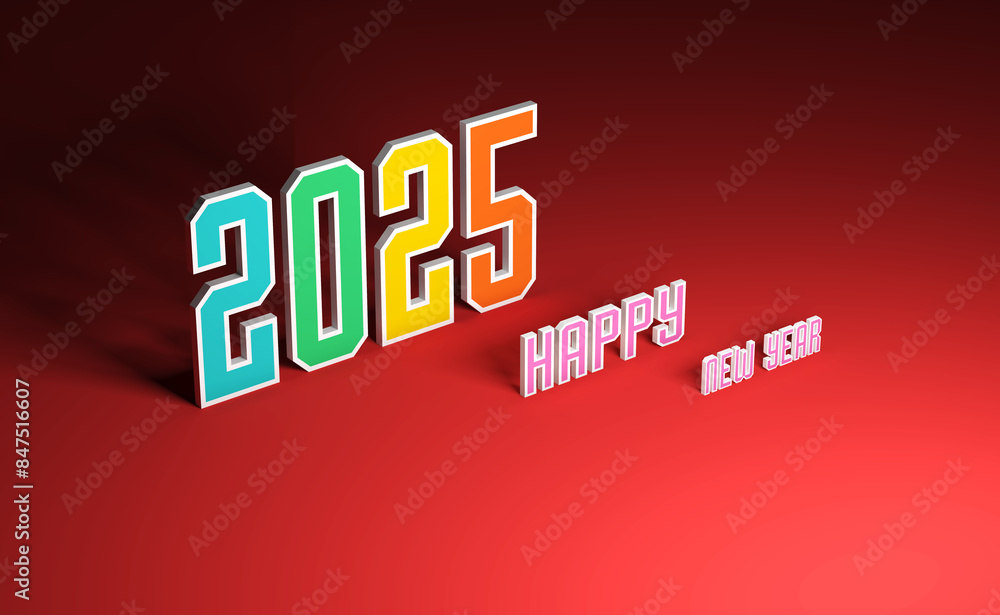 Obraz premium New Year 2025 Creative Design Concept - 3D Rendered Image