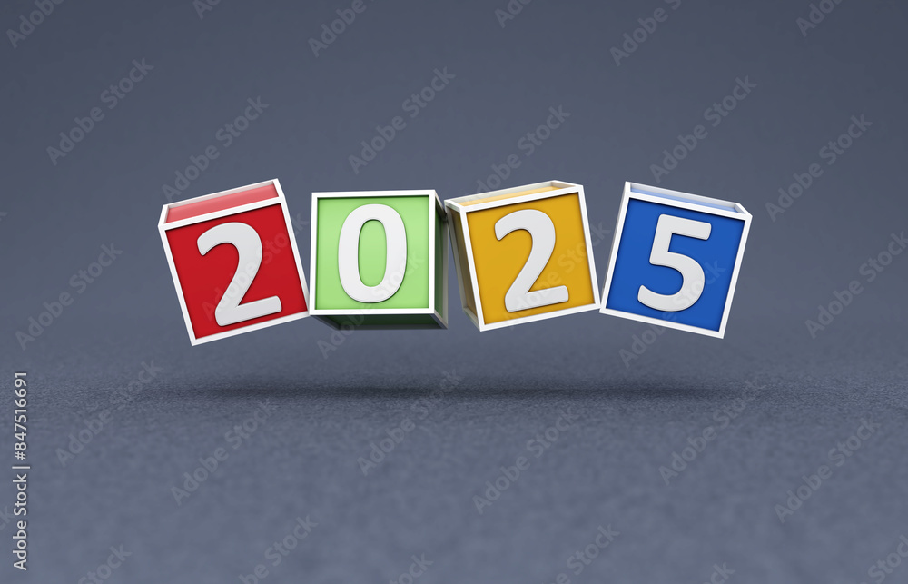 Obraz premium New Year 2025 Creative Design Concept - 3D Rendered Image 