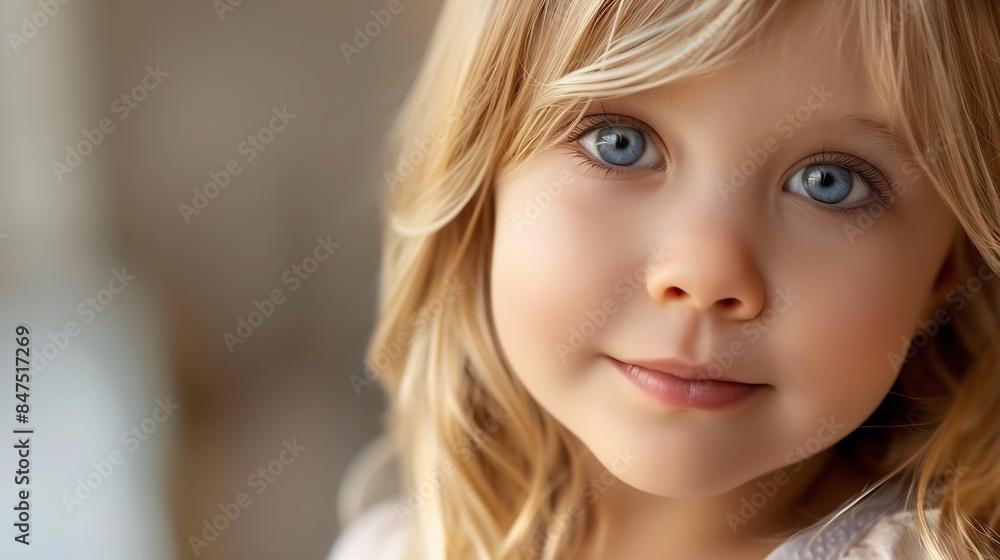 closeup portrait of a little girl with blond hair horizontal : Generative AI closeup portrait of a little girl with blond hair horizontal : Generative AI